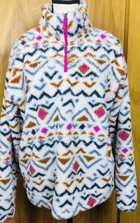 Eddie Bauer Tops - Eddie Bauer Aztec Western Sherpa Fleece Pullover Jacket Womens Size M 1/4 Zip